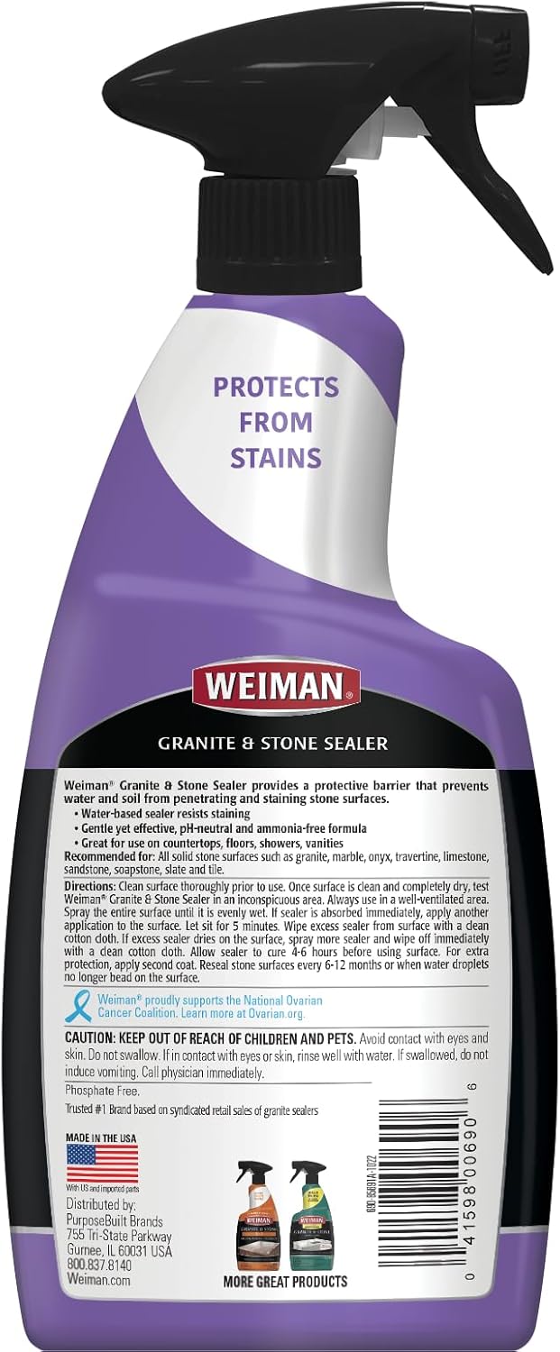 Weiman Granite & Stone Sealer Spray - Protects Kitchen Countertops, Sinks, Showers, Vanities &