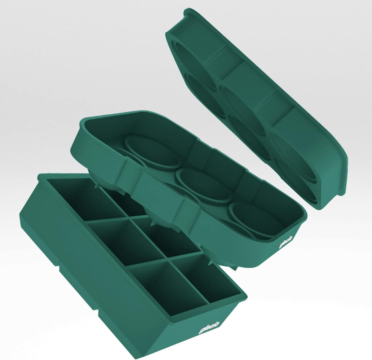 glacio Silicone Ice Cube Trays – Large Silicone Molds for 2-Inch Ice Cubes and Spheres Whiskey Ice