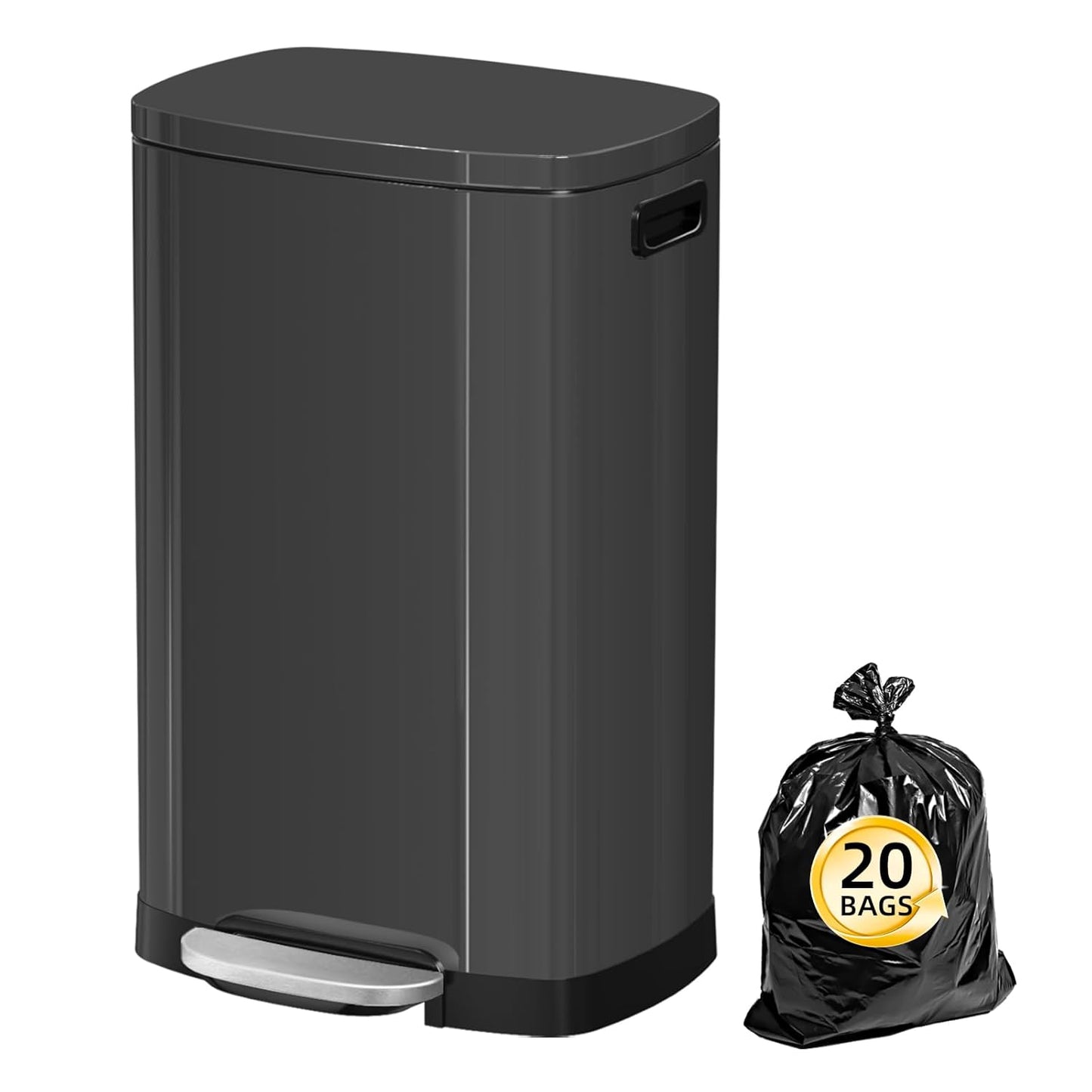 13 Gallon Trash Can with Lid, 50L Fingerprint Proof Stainless Steel Kitchen Trash Can with