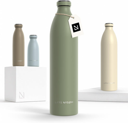 LARS NYSØM Stainless Steel Insulated XL Water Bottle 12oz 17oz 25oz 34oz 51oz | Insulated Thermo