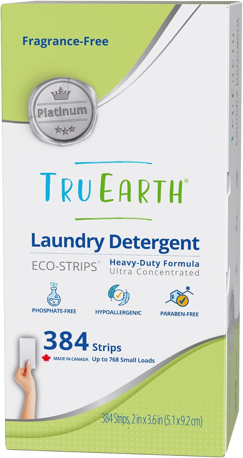 Tru Earth Platinum - Heavy Duty Laundry Detergent Sheets - Up to 768 Loads (384 Count), Fragrance