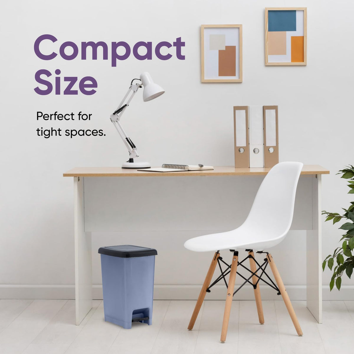Superio Slim Trash Can with Foot Pedal – 2.5 Gallon Step-On Trash Bin with Lid, Small Plastic