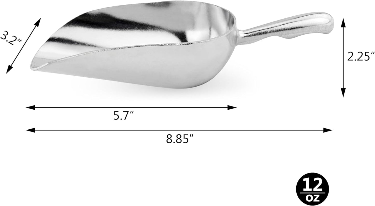 New Star Foodservice 34523 One-Piece Cast Aluminum Round Bottom Bar Ice Flour Utility Scoop