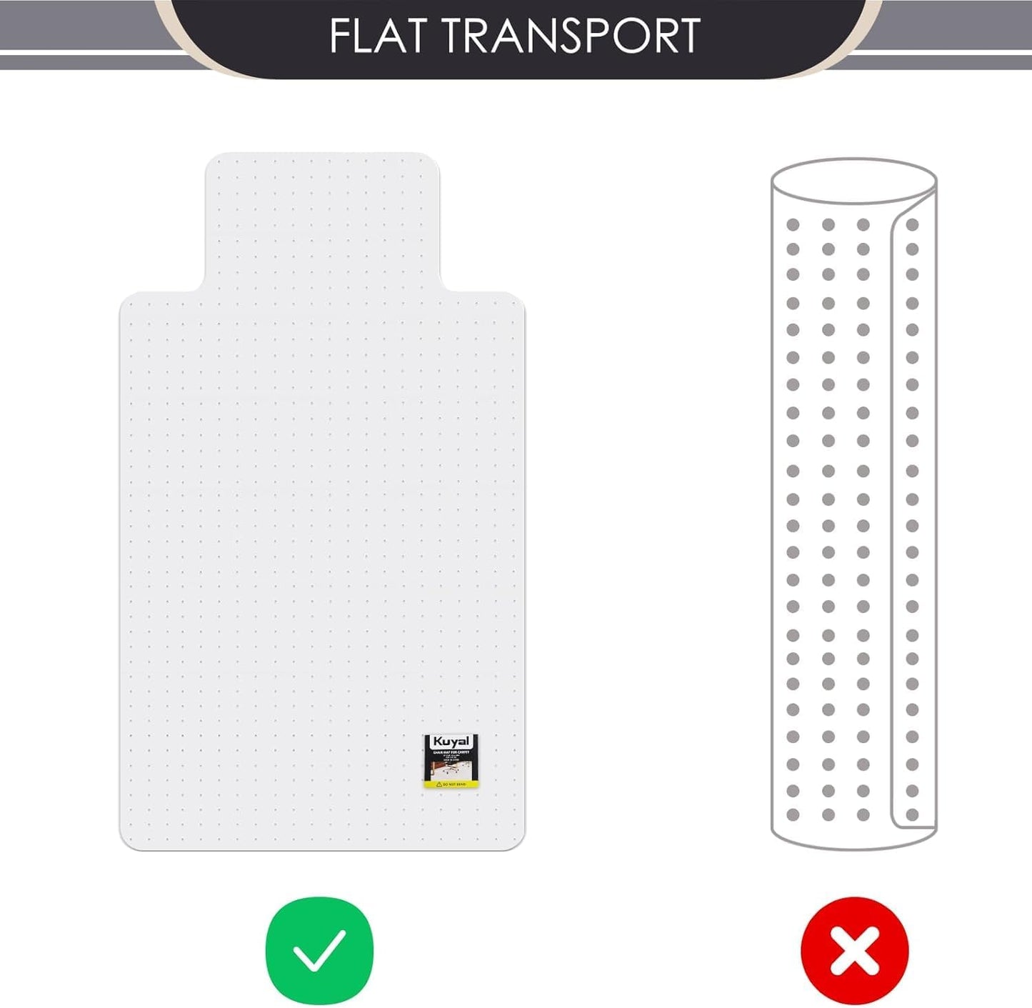 Kuyal Office Chair Mat for Carpet, 36x48 Clear Heavy Duty Computer Chair Mat with Lip, Under Desk