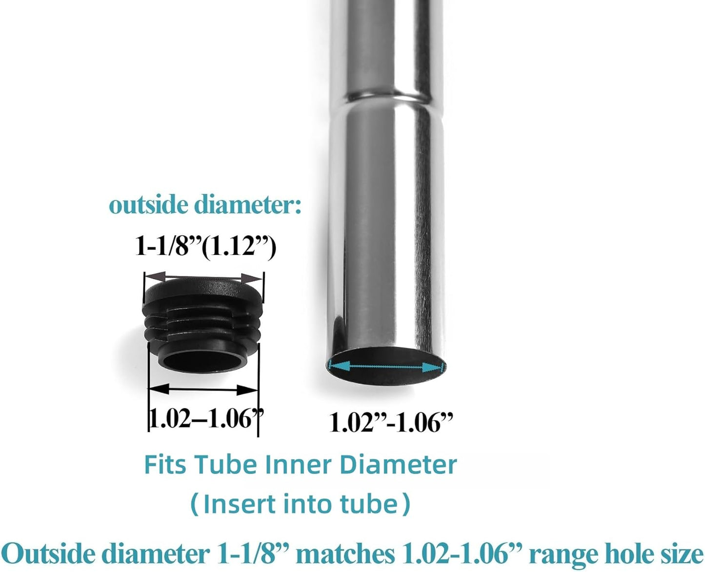 Plastic Plugs Tubing End Caps- Furnigear Black Chair End Cap 1 1/8" Outside Bottom Round Tubing