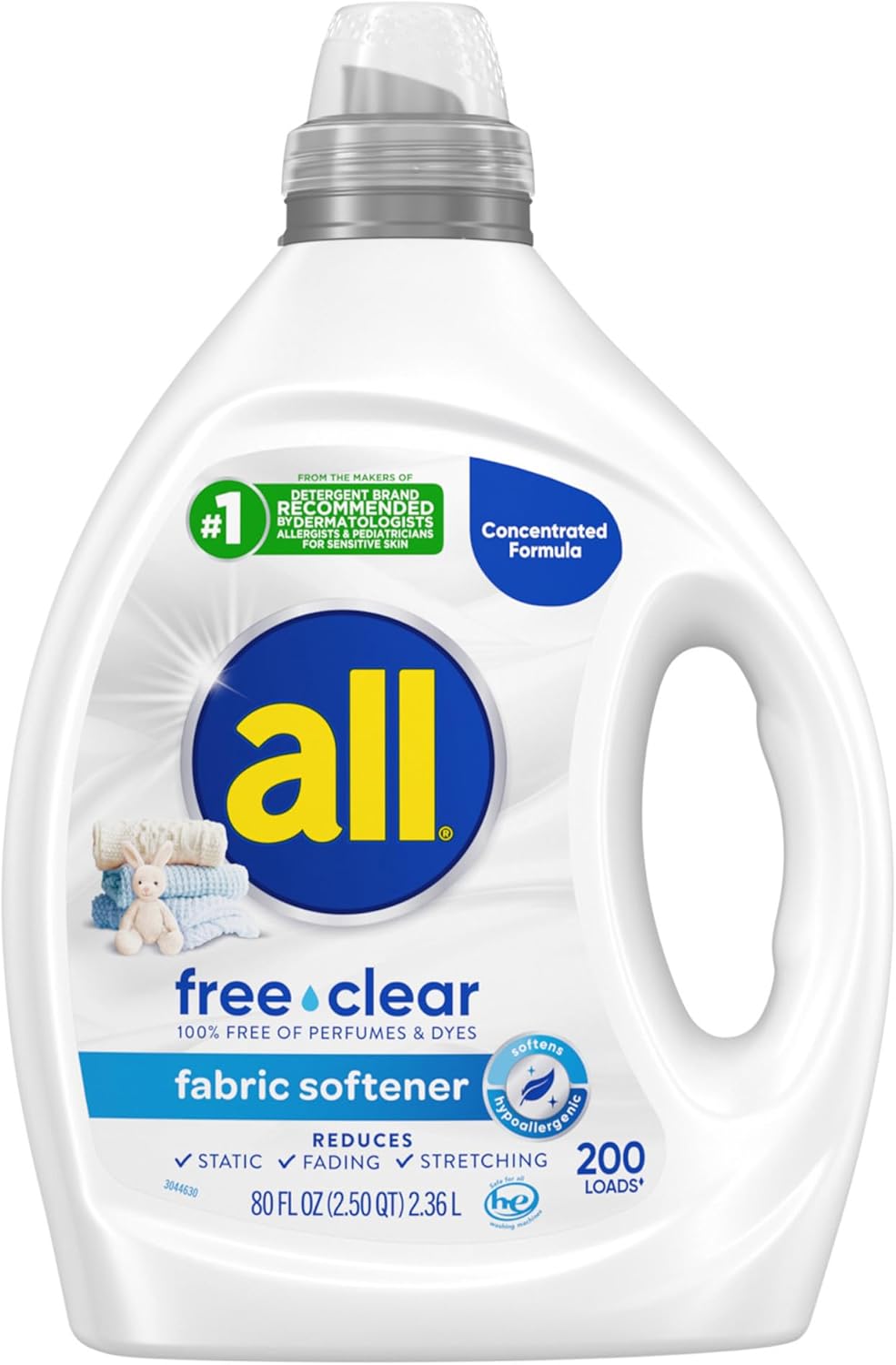 all free clear, Original, Liquid Fabric Softener for Sensitive Skin, Unscented and Hypoallergenic