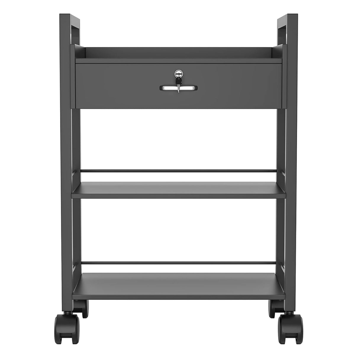 Paddie Salon Trolley Cart, Salon Tray Wooden Mobile Utility Cabinet with 1 Drawer 2 Trays, Rolling