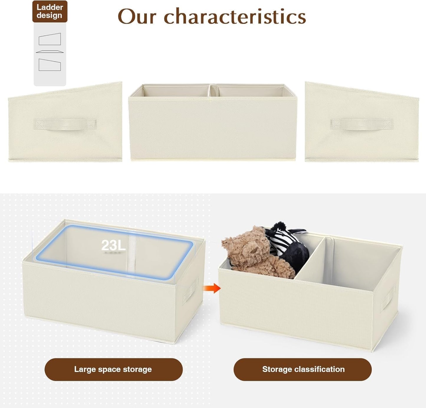 DIMJ Closet Storage Bins, 5 Pack Storage Baskets for Shelves, Foldable Closet Organizer with