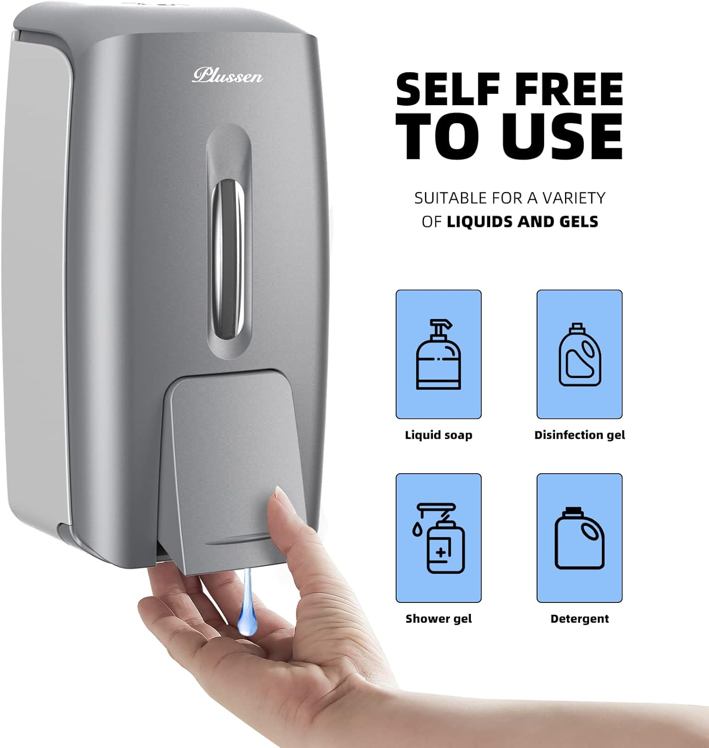 Soap Dispenser Wall Mount Adhesive Commercial Soap Dispenser 800ml No Drill Hand Sanitizer