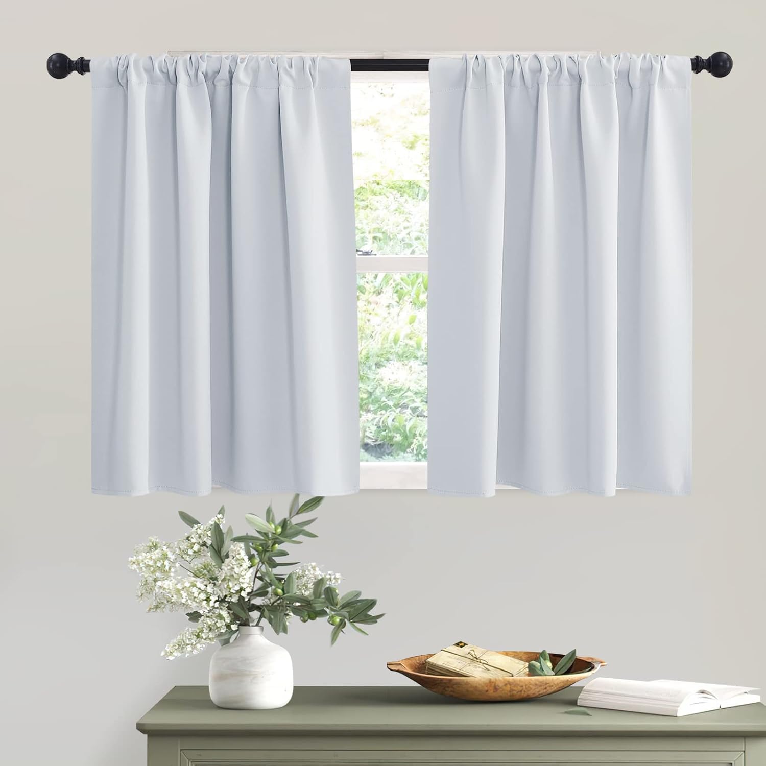 RYB HOME Kitchen Curtains Room Darkening Curtain Tiers Small Window Draperies for Nursery/Dining