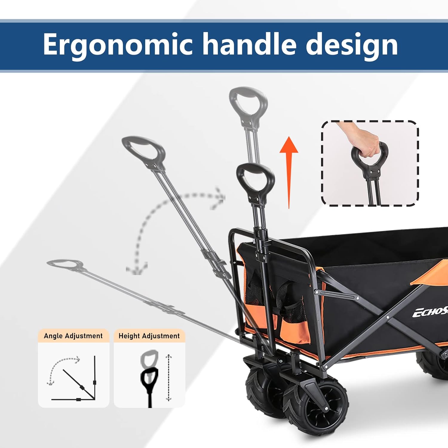 EchoSmile Heavy Duty 350 Lbs Capacity Collapsible Wagon, Outdoor Folding Camping Wagons, Grocery