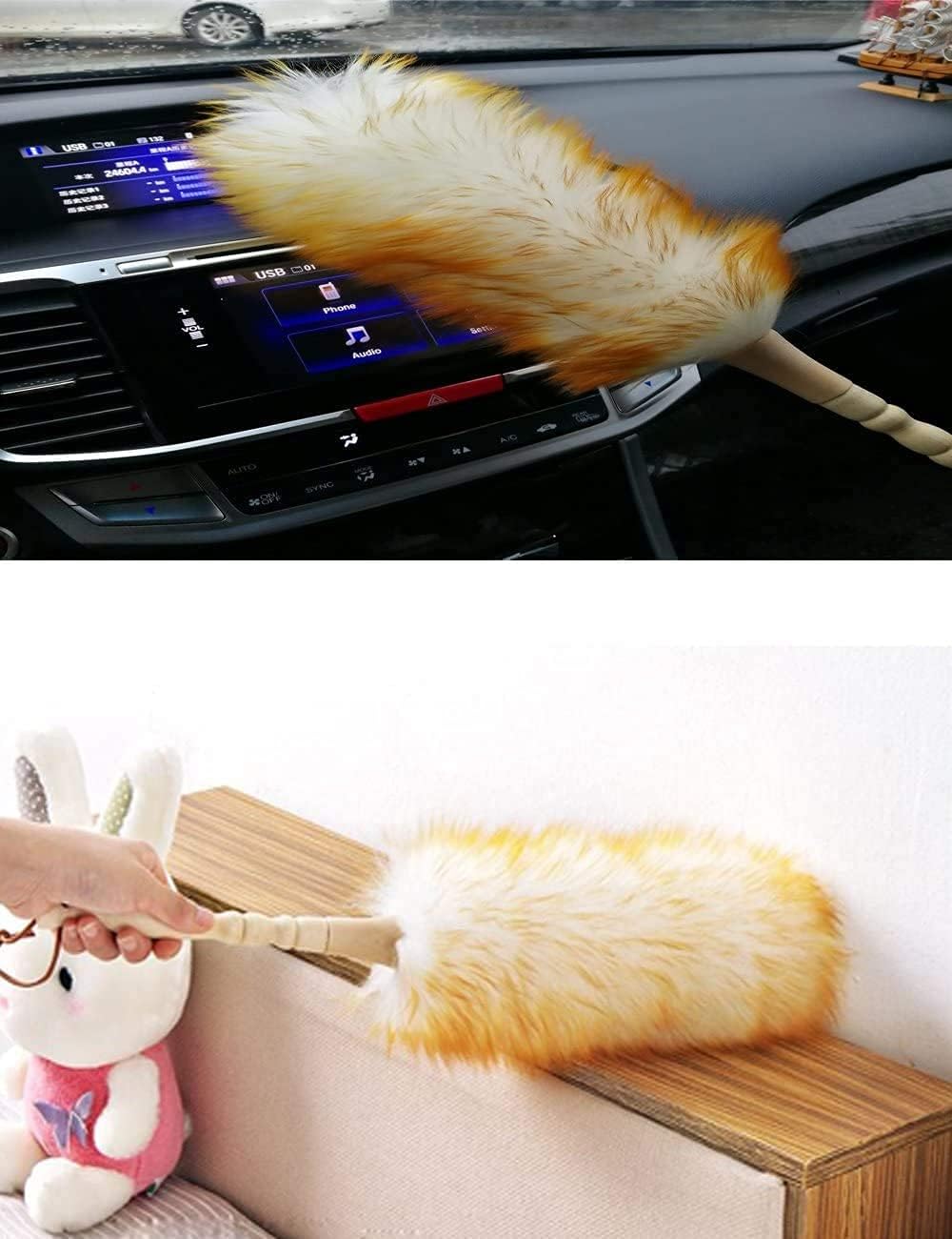 J&A Lambswool Dusters with Solid Wooden Handle, Flexible Head, Anti-Static, Comfortable Grips 17.8