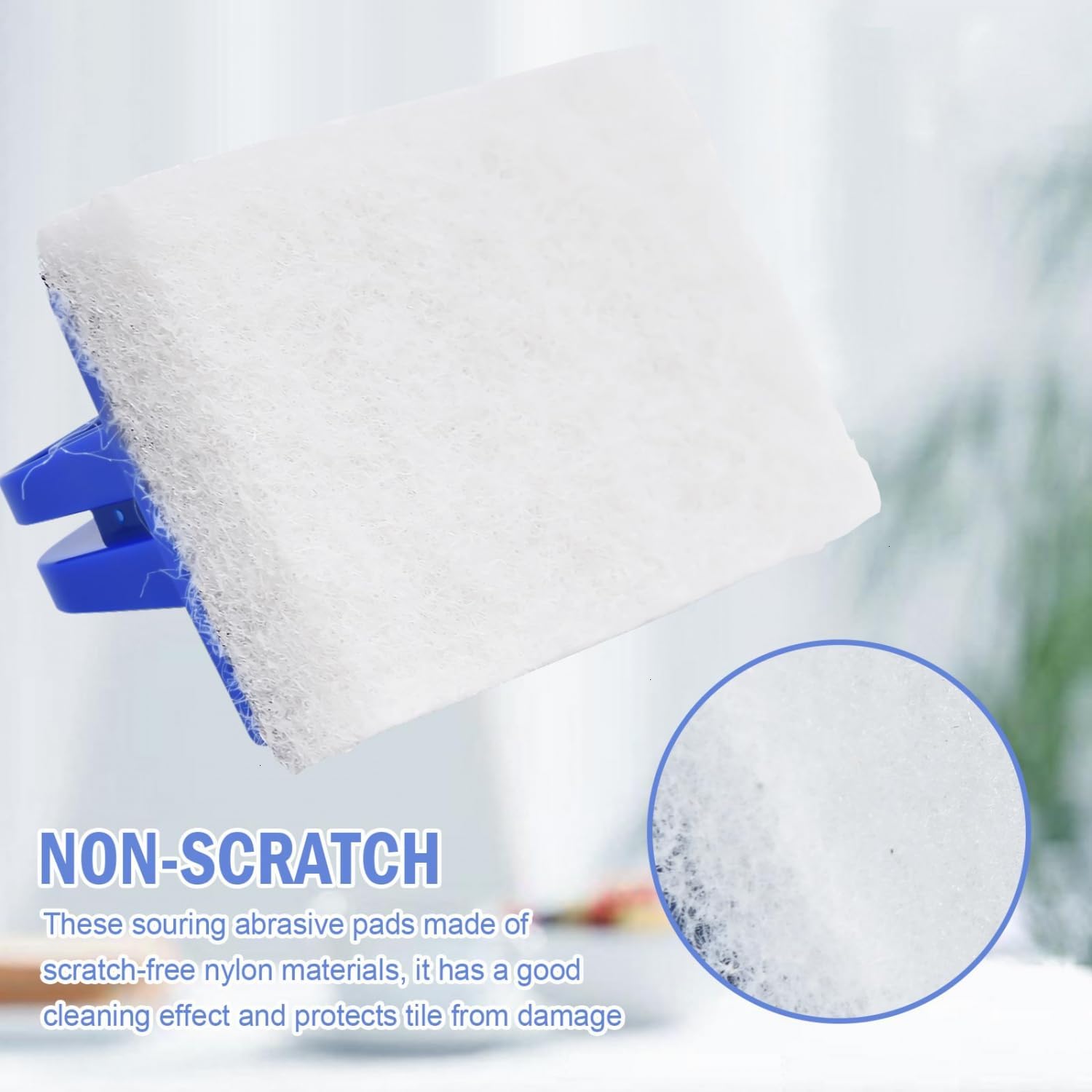 YoleShy Shower Scrubber Non-Scratch Bathtub Scrubber Heavy Duty Scrub Pad with Handle for Bathroom