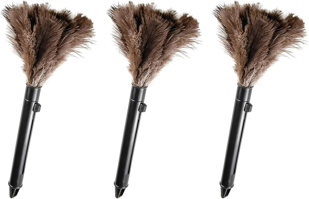 Retractable Feather Duster-Genuine Ostrich Feathers,Anti-Static,Reusable Eco-Friendly Handheld