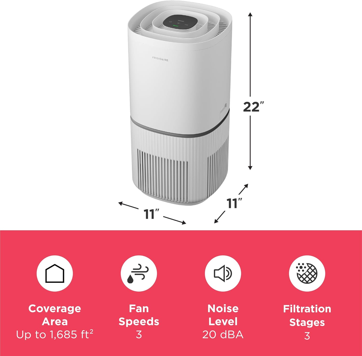 Frigidaire PureA300 XL HEPA Air Purifier with Wi-Fi for Large Rooms, Covers up to 1,685 Sq. Ft.