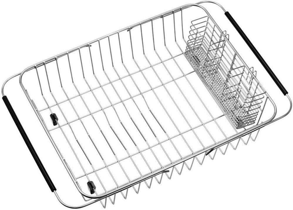 SANNO Expandable Dish Drying Rack Over Sink Dish Rack Shelf in Sink or On Countertop with Stainless
