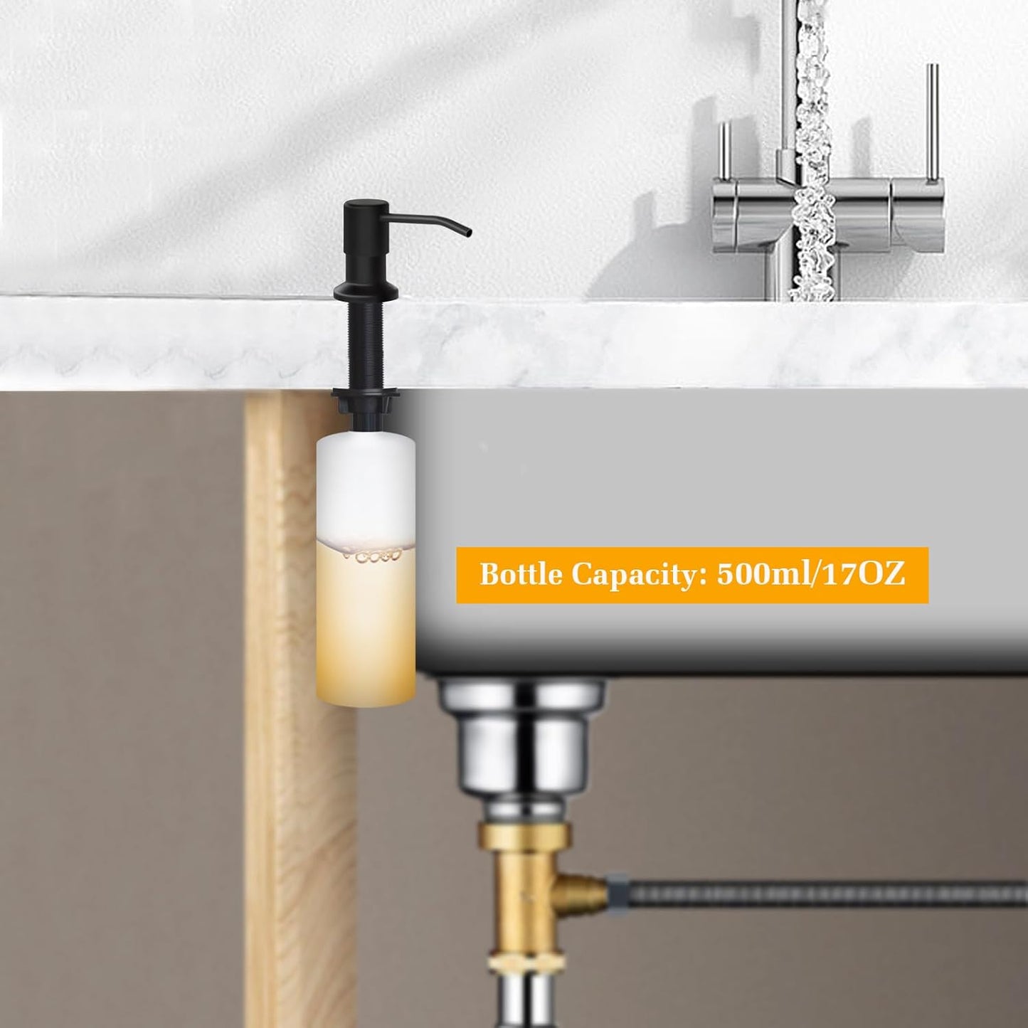Soap Dispenser for Kitchen Sink, Built in Sink Soap Dispenser Lotion Dispenser with 17 OZ Bottle