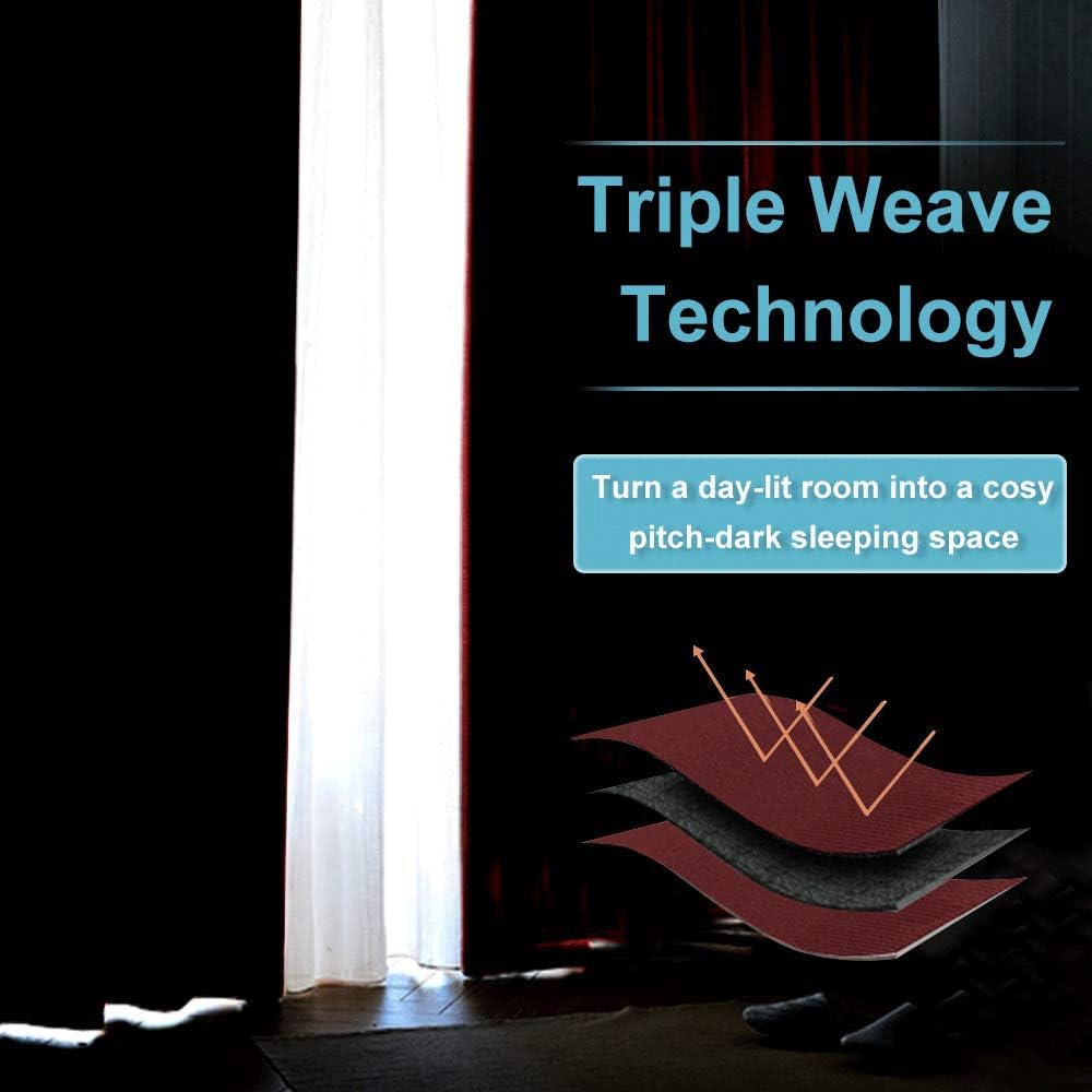 RYB HOME Blackout Curtains for Kitchen, Over Sink Privacy Curtains Window Decor, Thermal Insulating