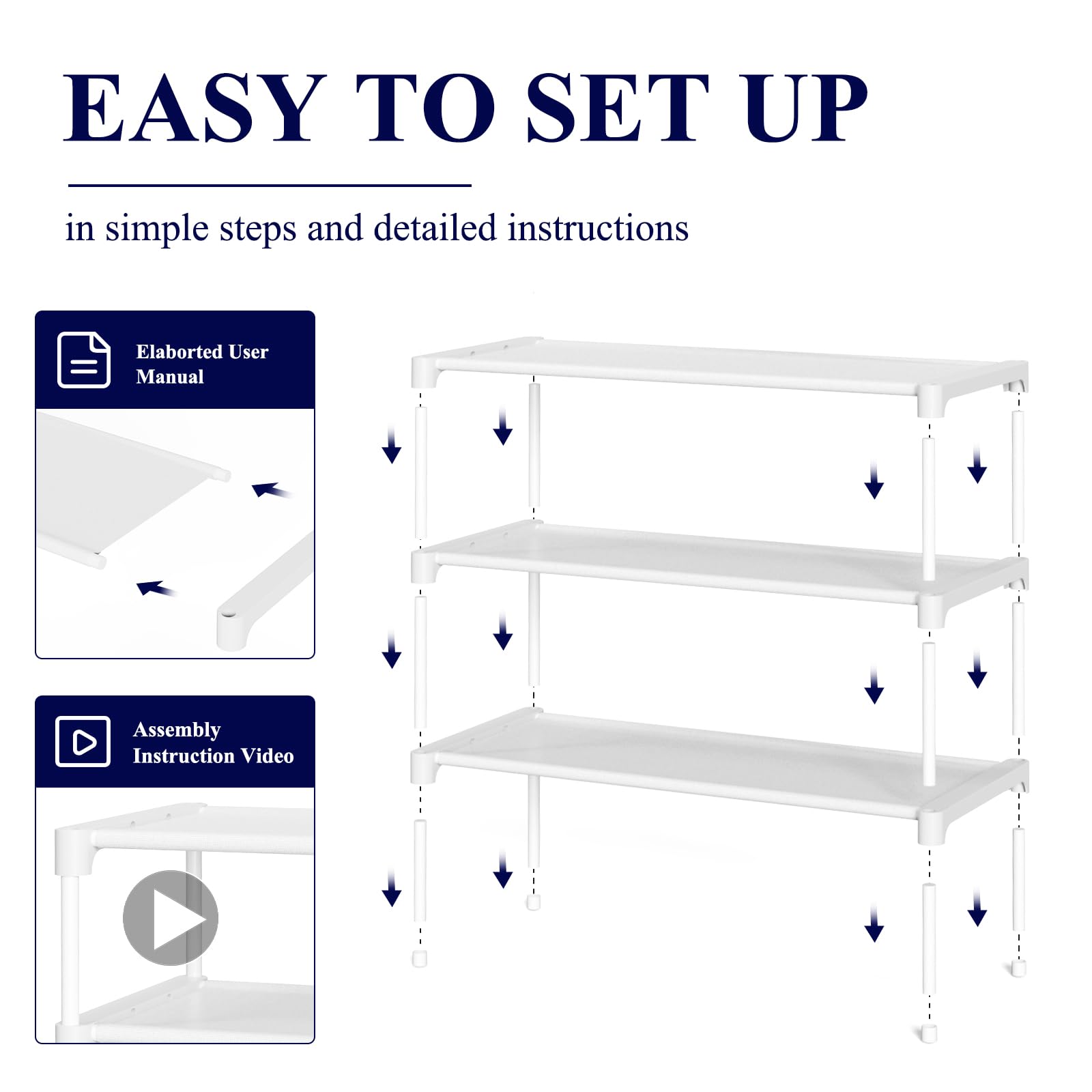 Kitsure Shoe Rack - Non-Woven Shoe Rack Shelf, Shoe Organizer for Closet, Entryway, Garage &