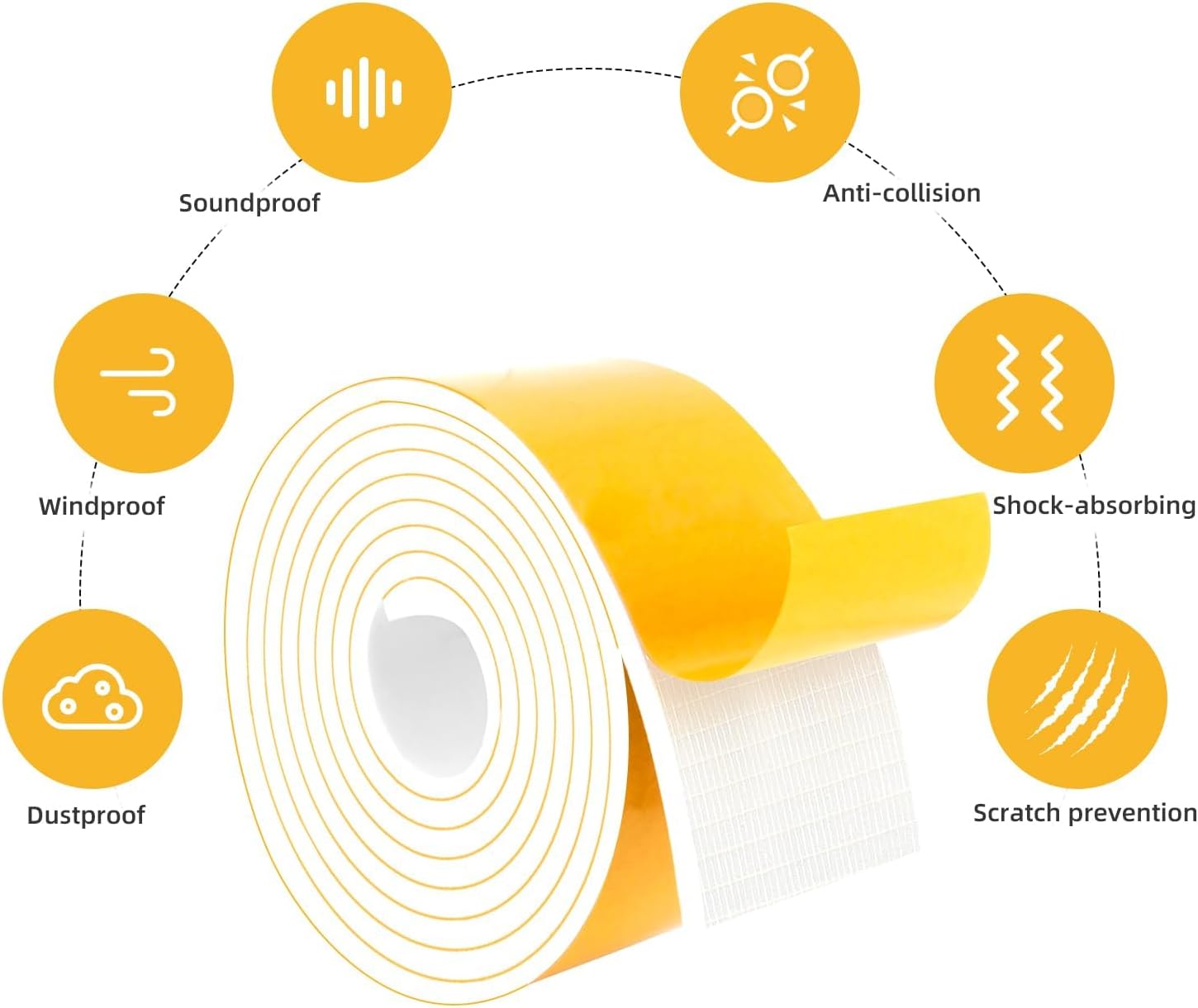 High Density Foam Weather Stripping Door Seal Strip, Insulation Tape Roll for Insulating Door