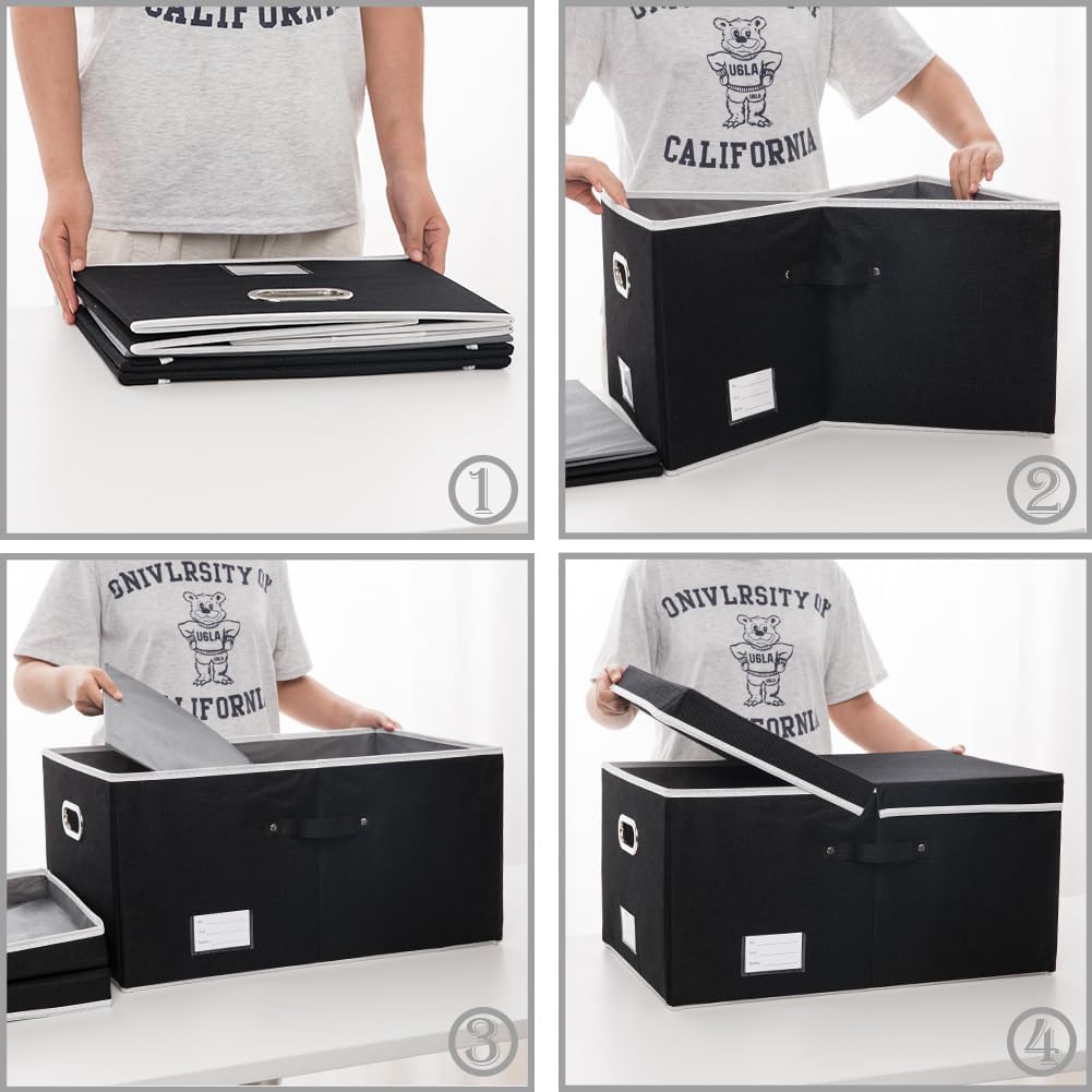 PRANDOM Storage Boxes with Lids [3-Pack] Fabric Collapsible Storage Bins Organizer Containers