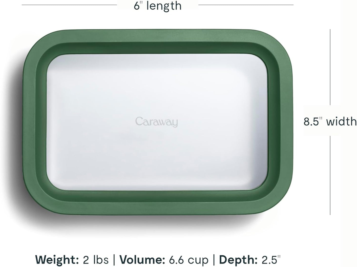 Caraway 2pc Glass Food Storage Set - 6.6 Cup Food Containers (2) - Ceramic Coated - Non Toxic, Non