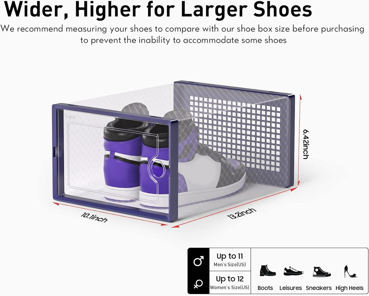 Kuject X-Large Shoe Storage Boxes Organizers Clear Plastic Stackable 12 Pack, Shoe Rack & Holder