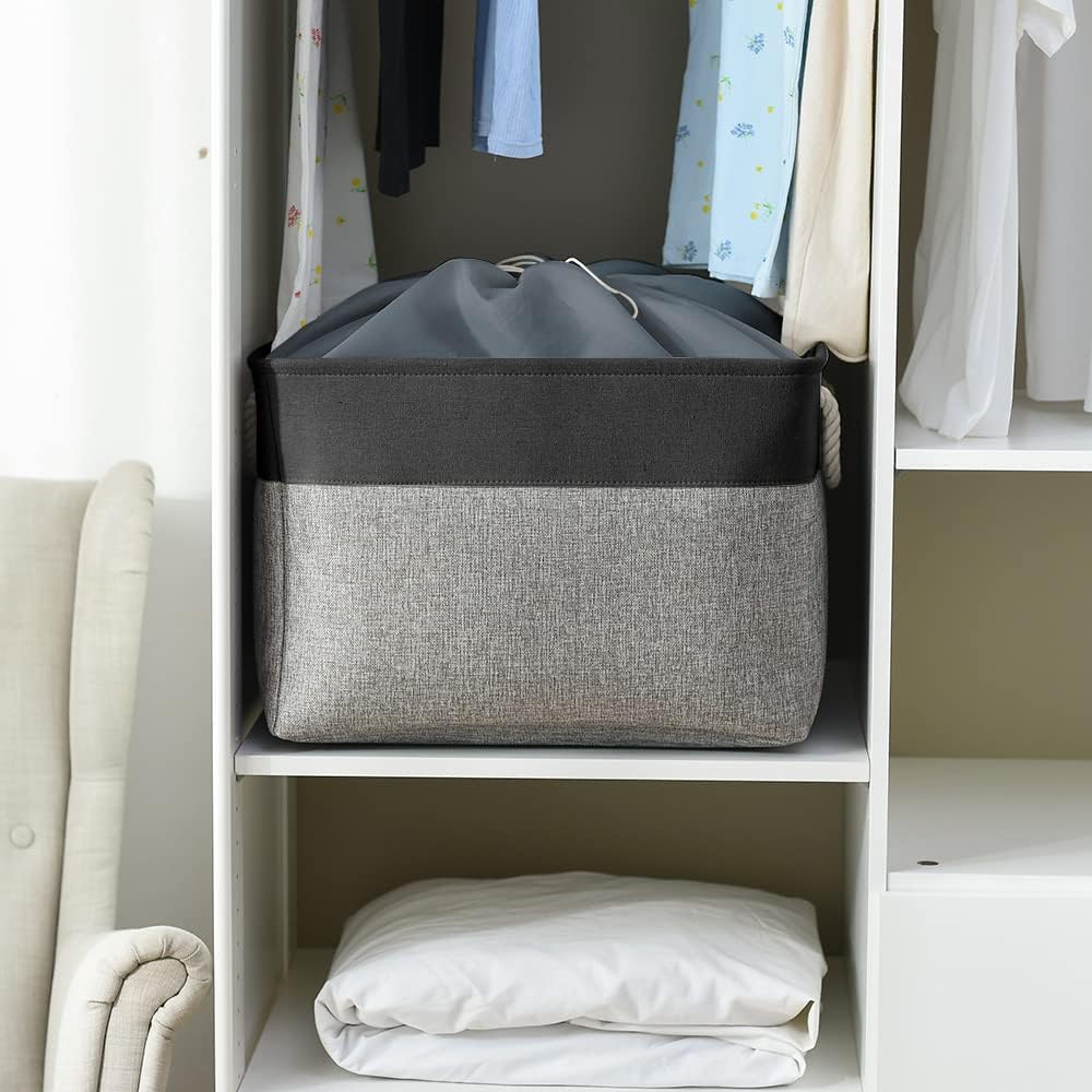 TheWarmHome Organization and Storage Basket for Shelves - 20x16x14 inch Jumbo 3 Pack Collapsible