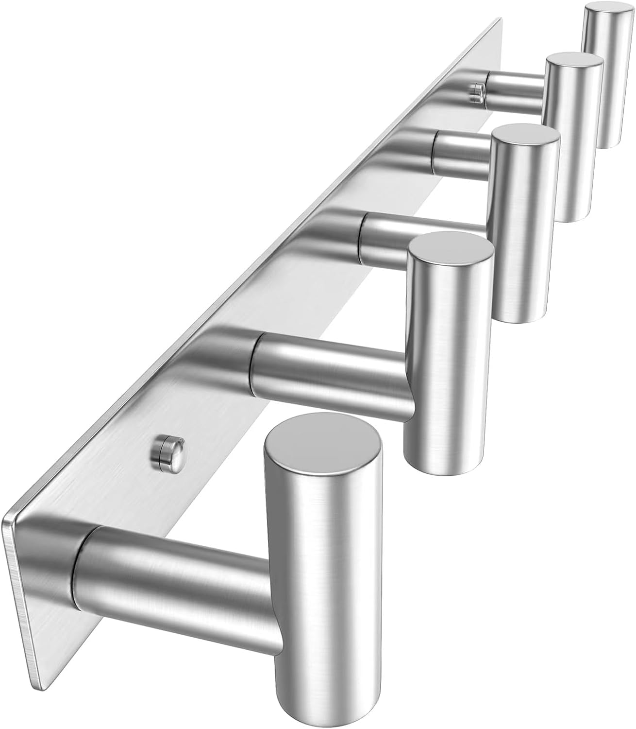 VAEHOLD Silvery Hat and Coat Wall Mount Rack - 5 Hooks for Robes, Bags, Keys, and Towels - Bathroom