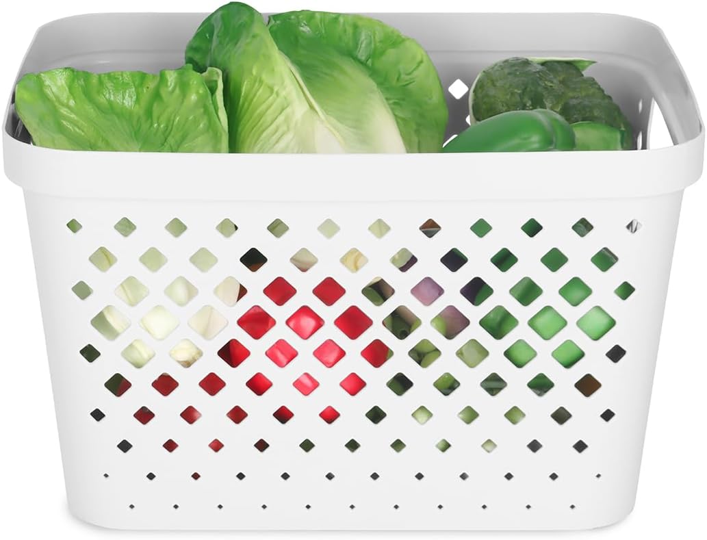 Glad Plastic Storage Basket Set, Value Pack of 6 | Open Storage Bins for Shelves, Bathroom, Pantry