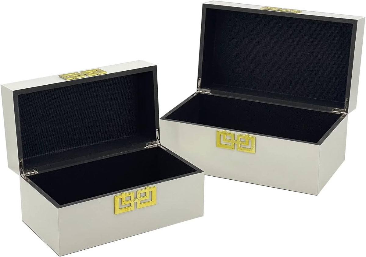 Galt International Large & Small Decorative Storage Box w/Hinged Lid - Classic Design Wood Decor
