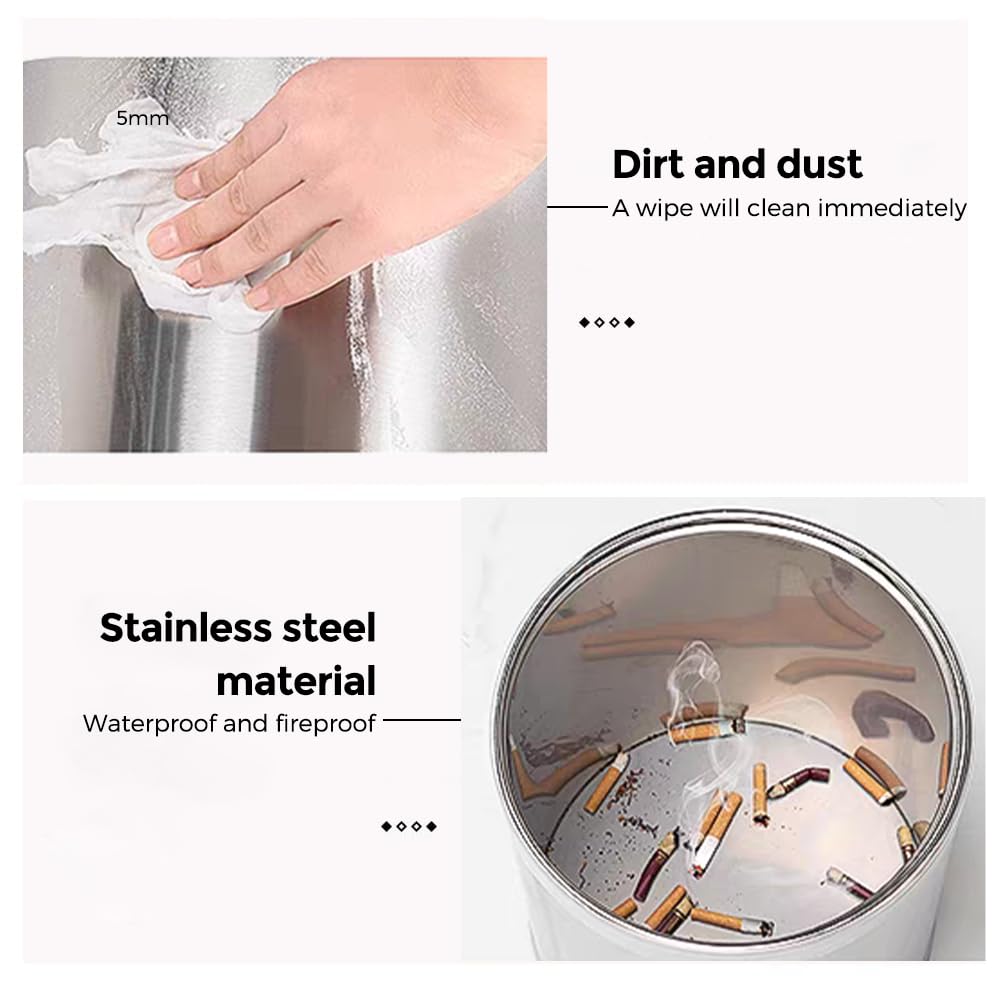 2.6Gallon/10L，Stainless Steel Bathroom Trash Can,Chrome Trash Can,Silver Garbage Can for