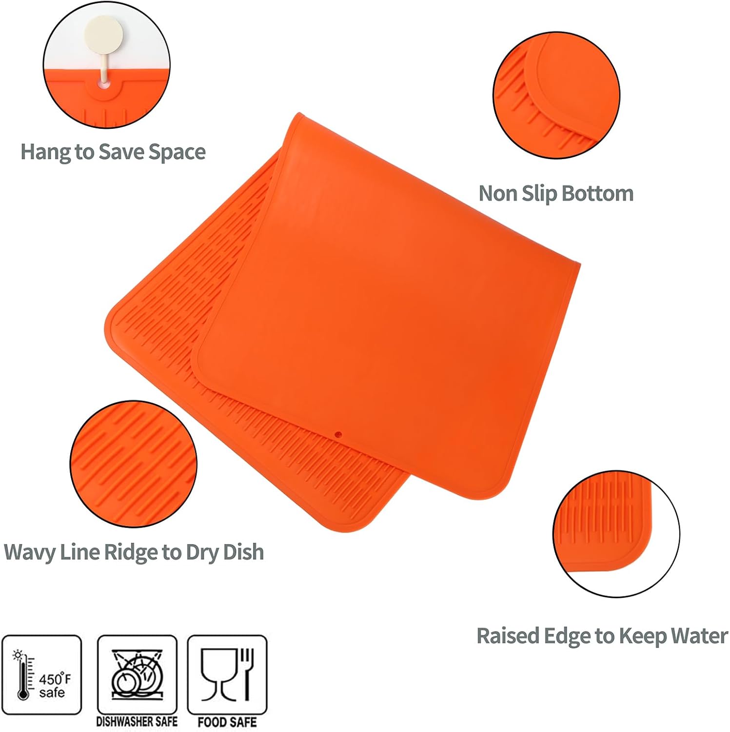 Silicone Dish Drying Mat for Multiple Usage,Easy clean,Eco-friendly,Heat-resistant Silicone Mat for