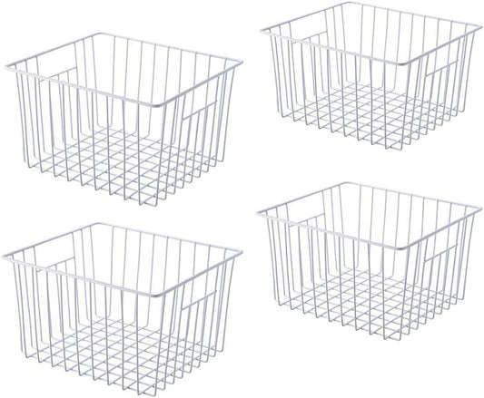Freezer Baskets Storage Organizer, Refrigerator Metal Wire Basket bins, Household Bins with