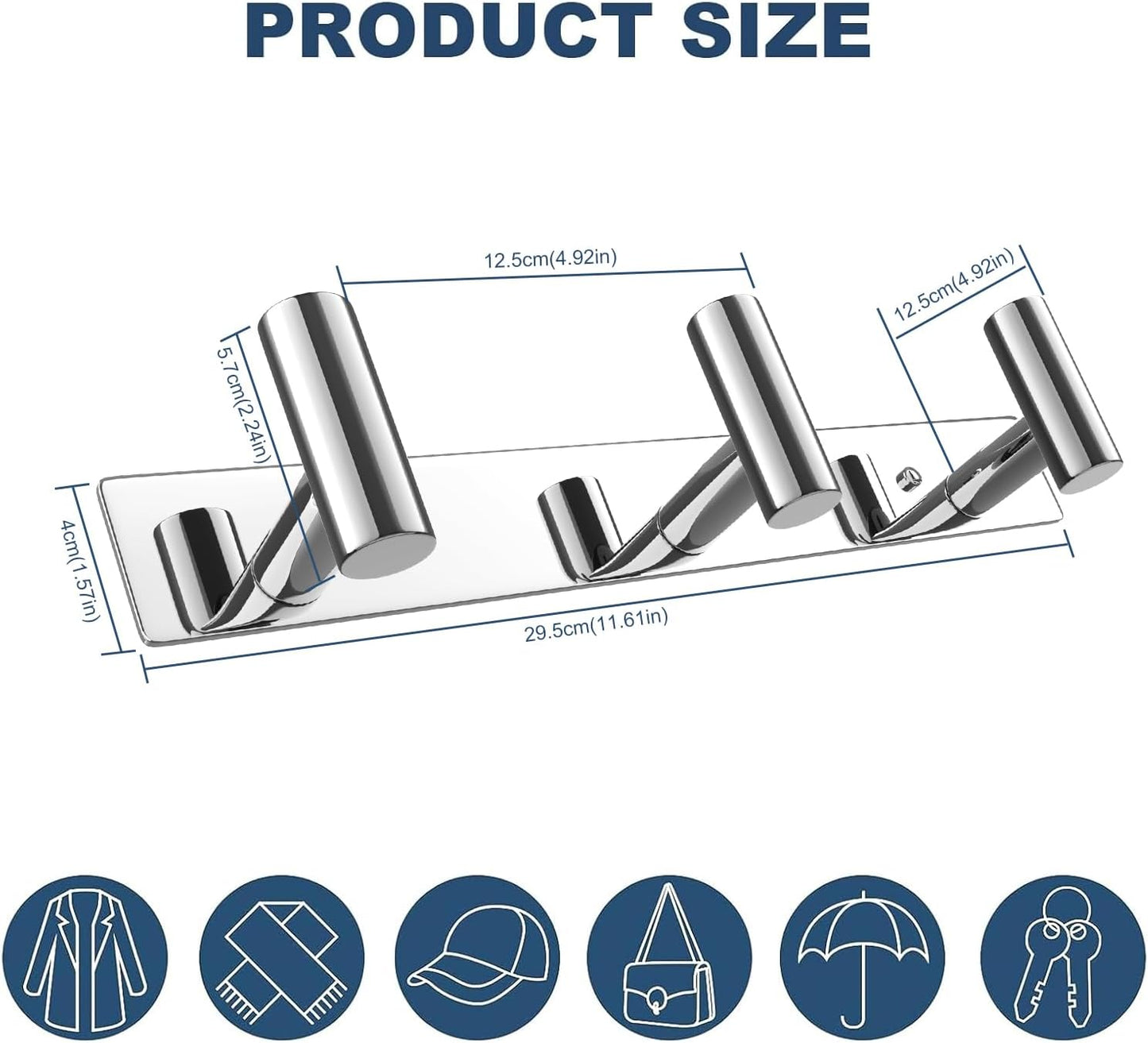 VAEHOLD Hat and Coat Wall Mount Rack - Hooks for Robes, Bags, Keys, and Towels - Bathroom Towel