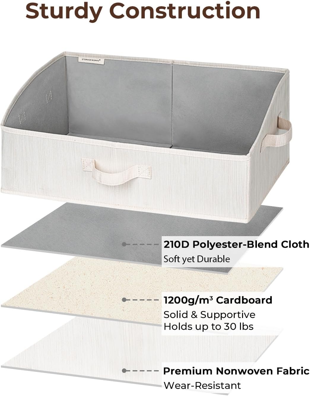 StorageWorks Closet Storage Bins, Trapezoid Organizer Box for Shelves, Fabric Clothes Bin, Foldable