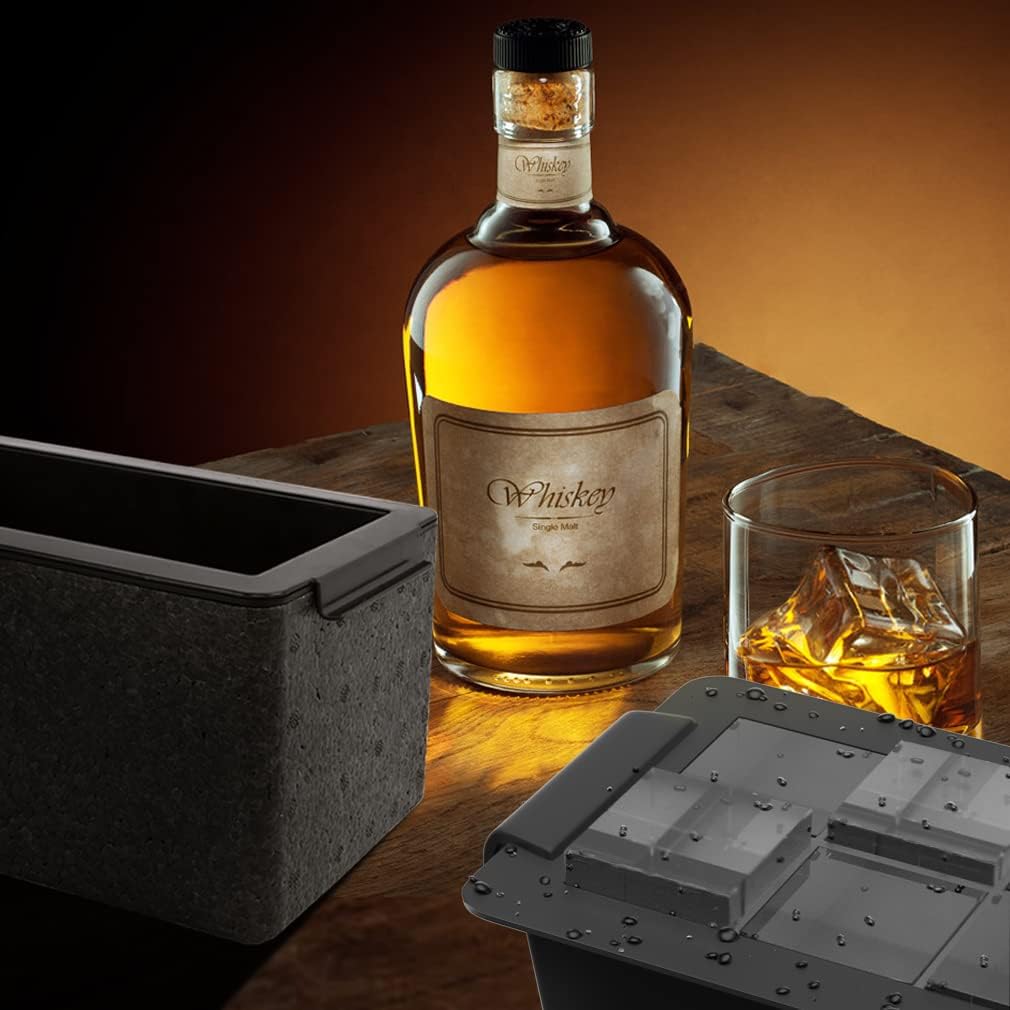 TINANA Upgrade 2 Inch Clear Ice Cube Tray Make 8 Large Square Crystal Clear Ice Cube Maker for