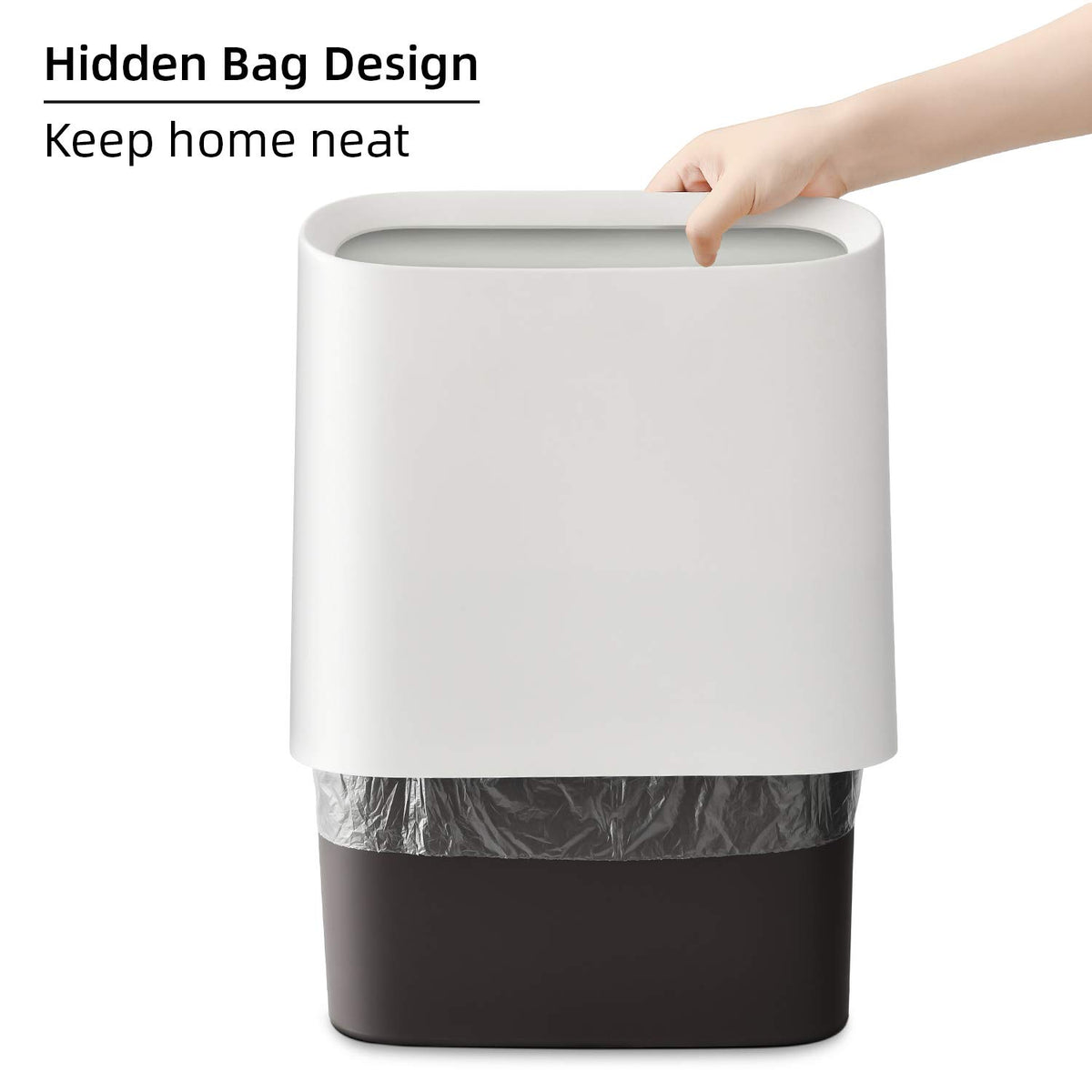 SUBEKYU 2.3 Gal Trash Can for Bathroom,Small Office Garbage Can for Kitchen,Slim Rectangular Waste