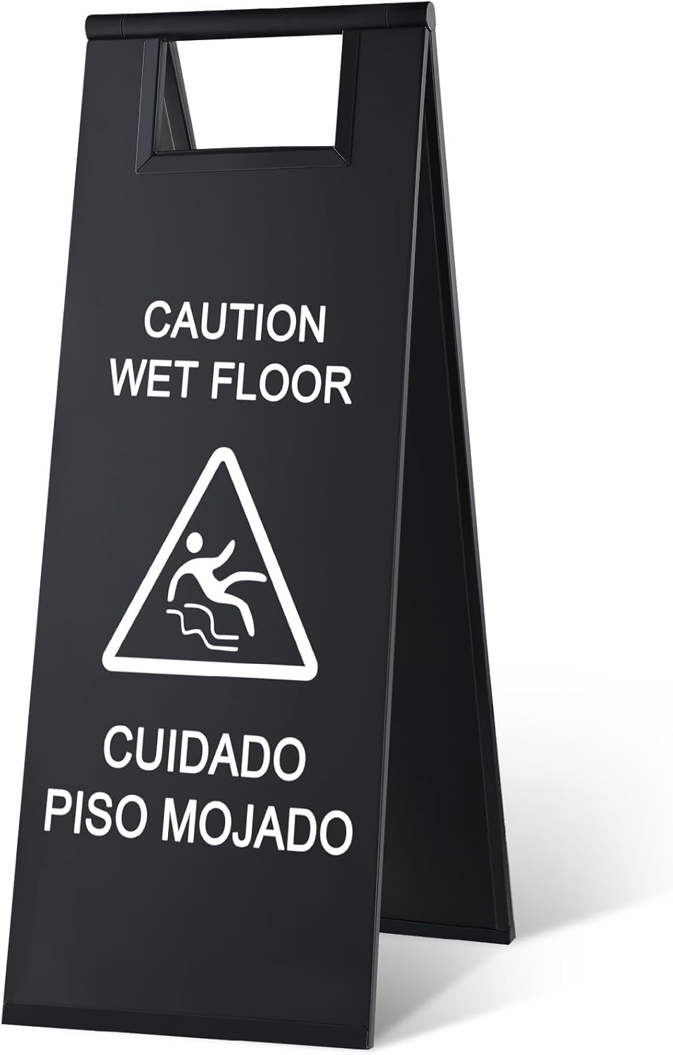 Stainless Steel Wet Floor Caution Sign Bulk 8.8 Pound Portable Foldable Handle Bilingual Safety