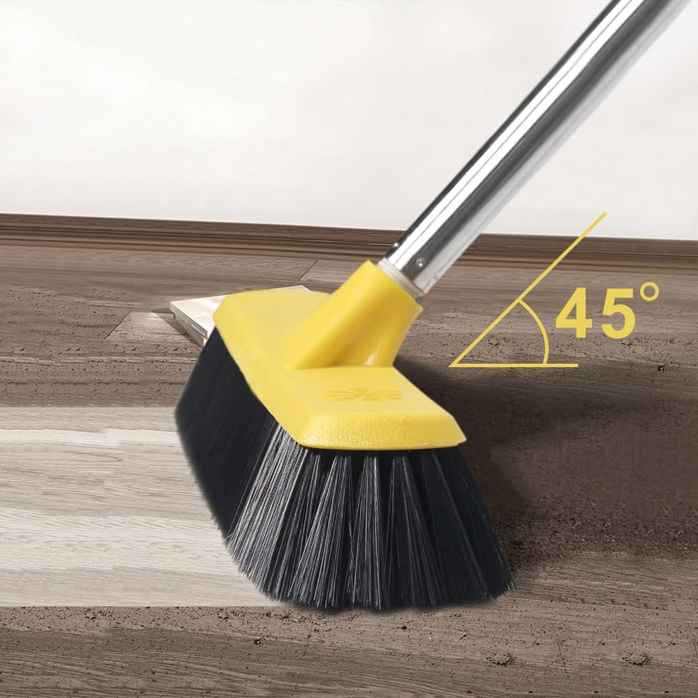 Push Broom with Long Handle, Floor Brush 49.6 inch Soft Bristle Broom 12.2" Wide for Cleaning