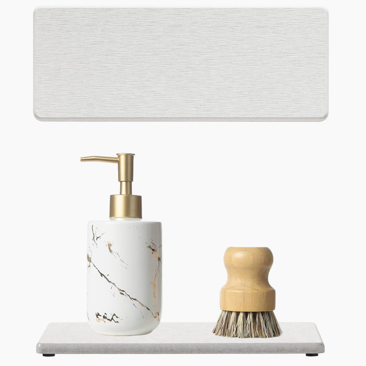 2PCS Bathroom Sink Vanity Trays, Water Absorbing Diatomite Stone Drying Soap Dish Dispenser for