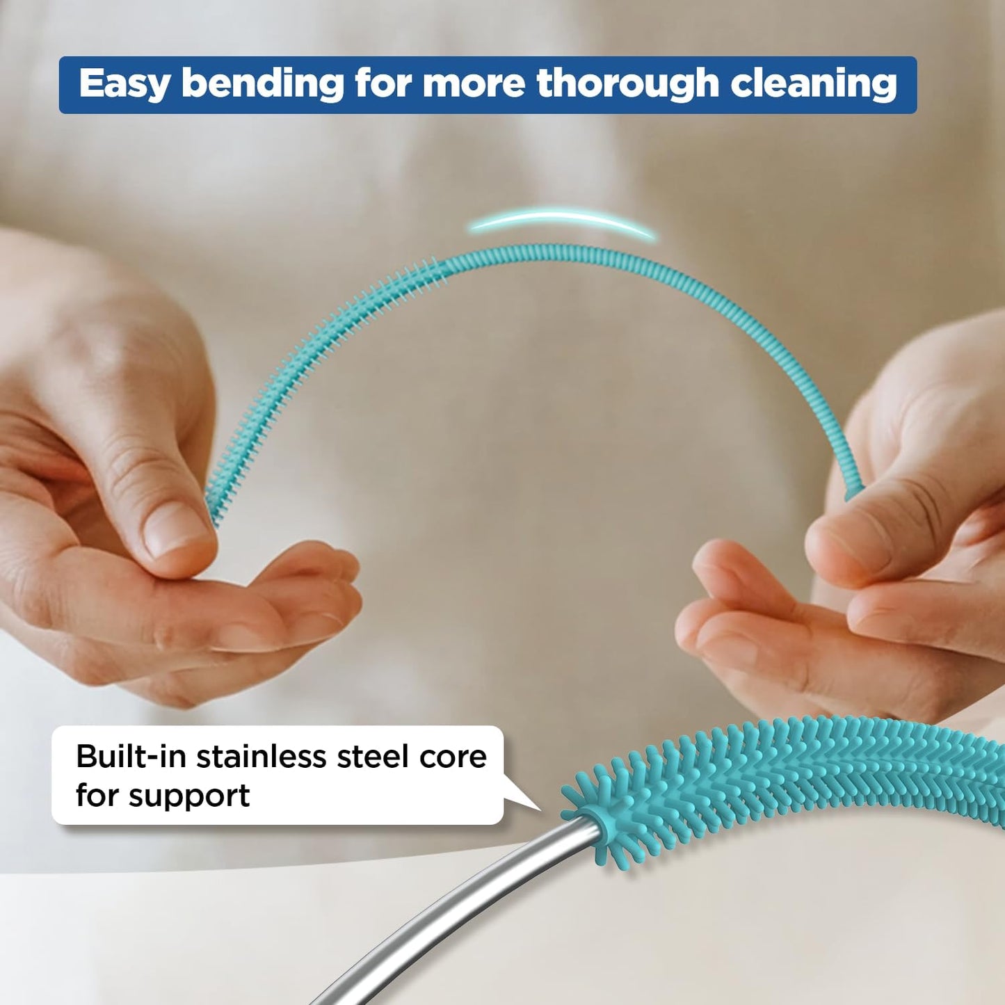 YOTIME Silicone Straw Cleaner Brush, 2Pcs Reusable Straw Brush Extra Long for Cleaning Tumbler with