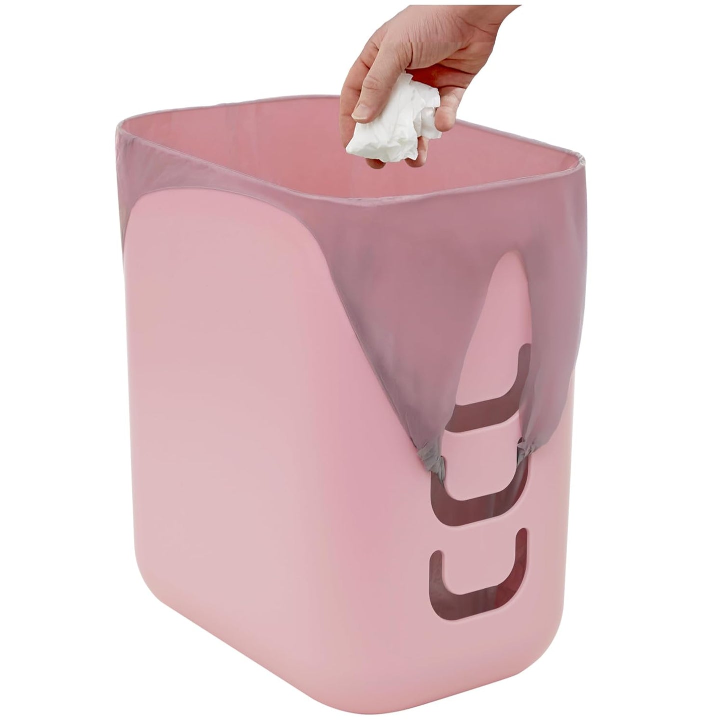 STORi Luup Bathroom Wastebasket, Secure Grocery Bags, Plastic Garbage Container for Vanity, Laundry