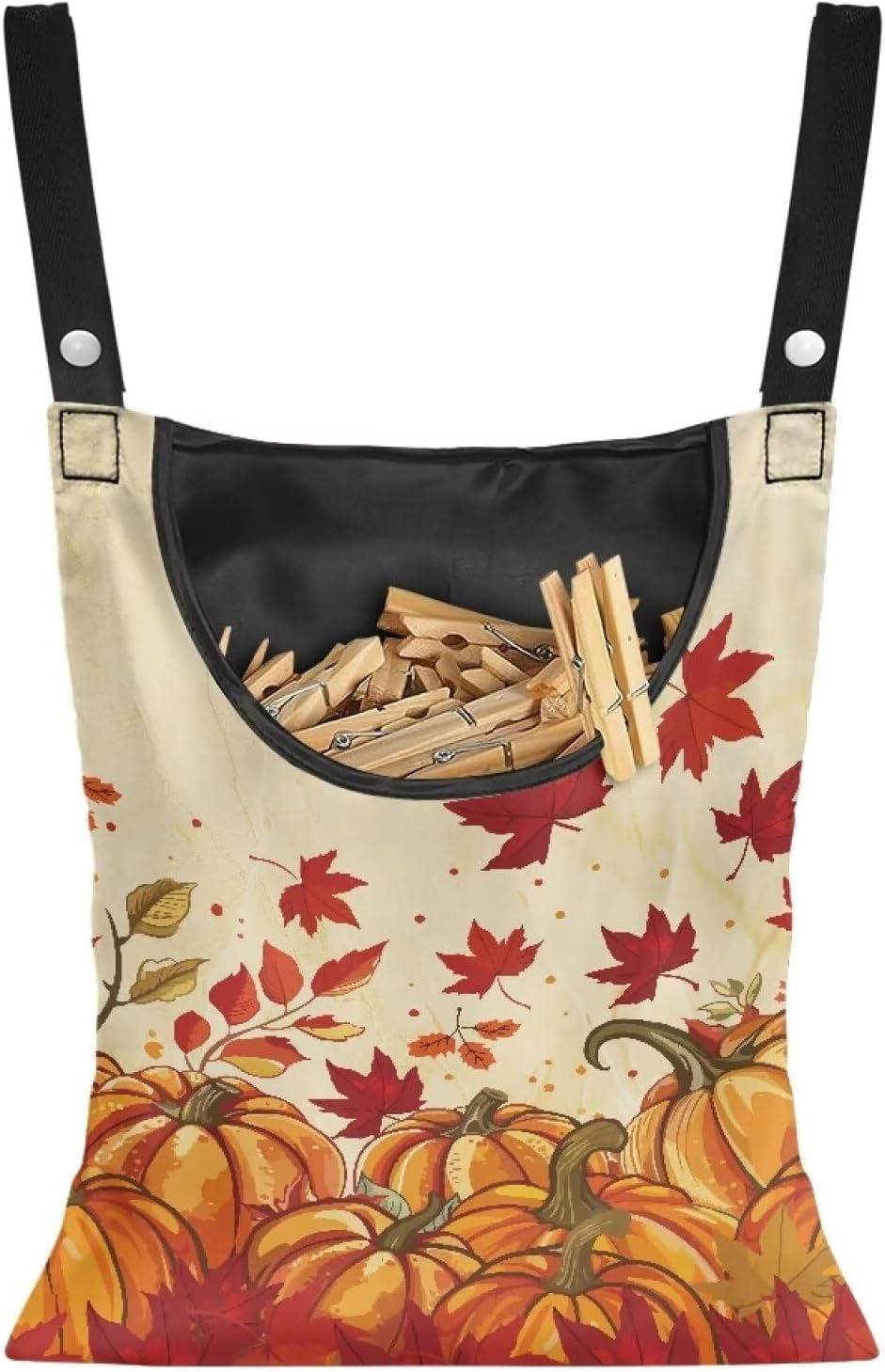 Maple Leaf Clothespin Bag Thanksgiving Pumpkin Hanging Storage Organizer Clothes Pin Bag Waterproof