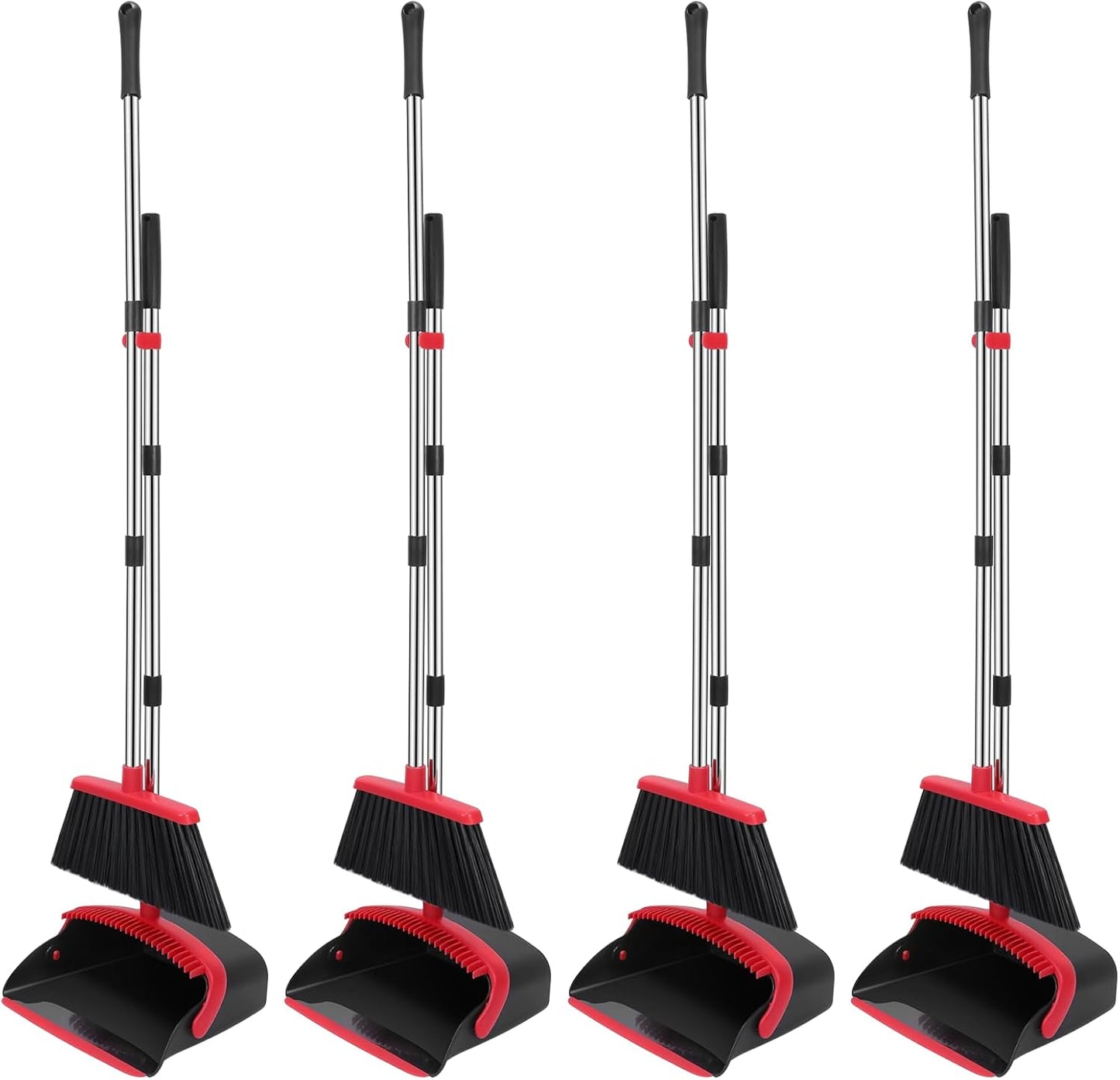 NACENA Broom and Dustpan Set, 52-in Long Adjustable Handle Broom Dustpan Combo with Dustpan Teeth