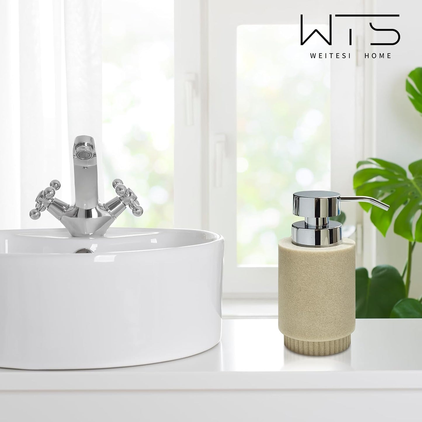 Resin Soap Dispenser for Bathroom, Hand Lotion Liquid Dispenser Easy-to-Press with Reusable Plastic