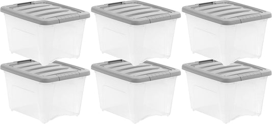 Amazon Basics Plastic Storage Containers with Secure Latching Lids, Stackable Organization Bins