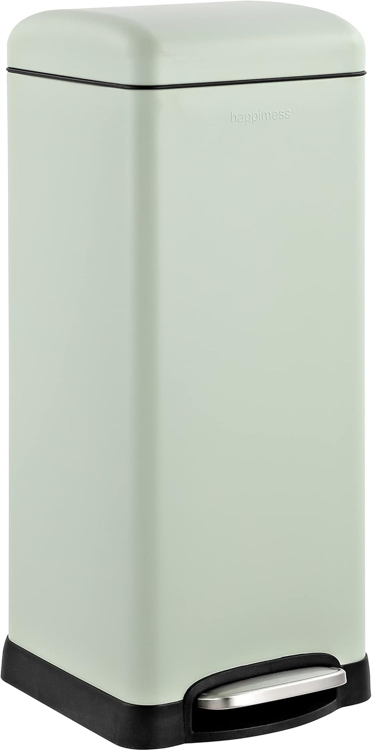 happimess HPM1007E Betty Retro 8-Gallon Step-Open Trash Can with Soft-Close Lid, Fingerprint