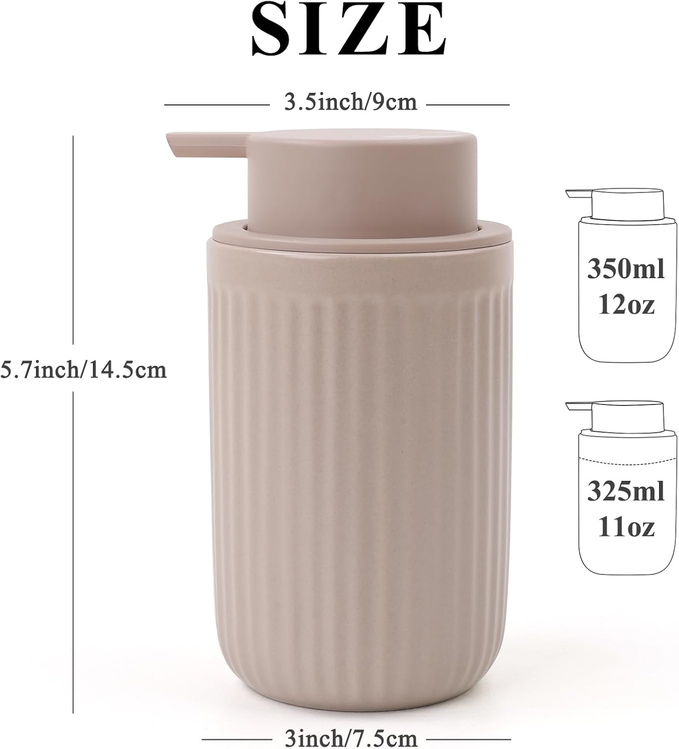 BosilunLife Dish Hand Soap Dispenser - Khaki Liquid Pump Soap Dispenser for Bathroom Decro 12oz