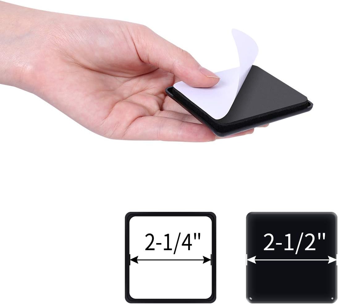 Ezprotekt 2.5 inch Square Self Adhesive Furniture Movers Sliders for Carpet, 16 Pcs Self Stick